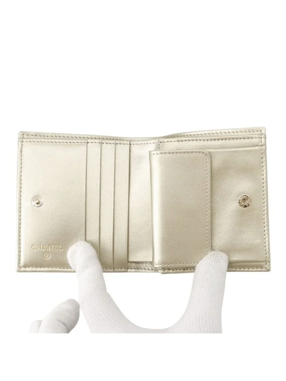 Chanel Bifold Wallet CC Logo Small Flap Caviar Leather